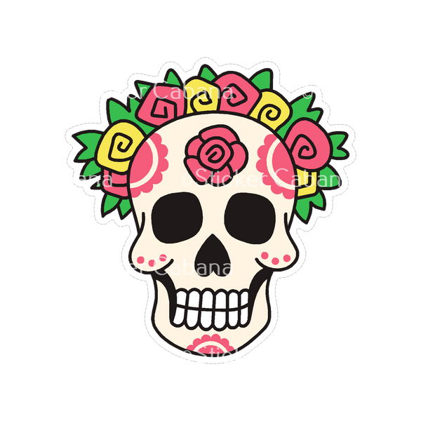 Sticker Cabana Calavera Skull With Roses