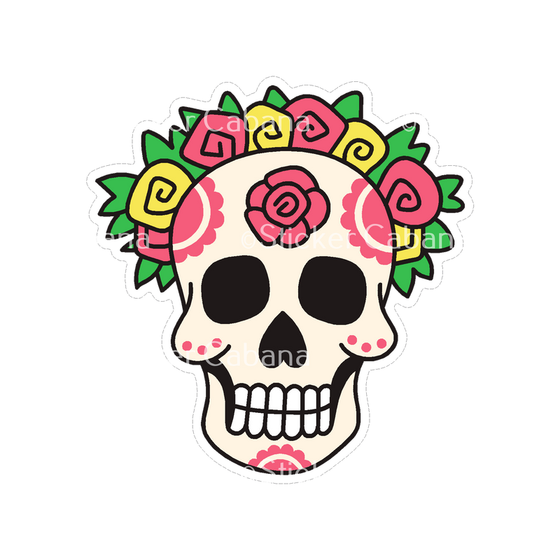 Sticker Cabana Calavera Skull With Roses