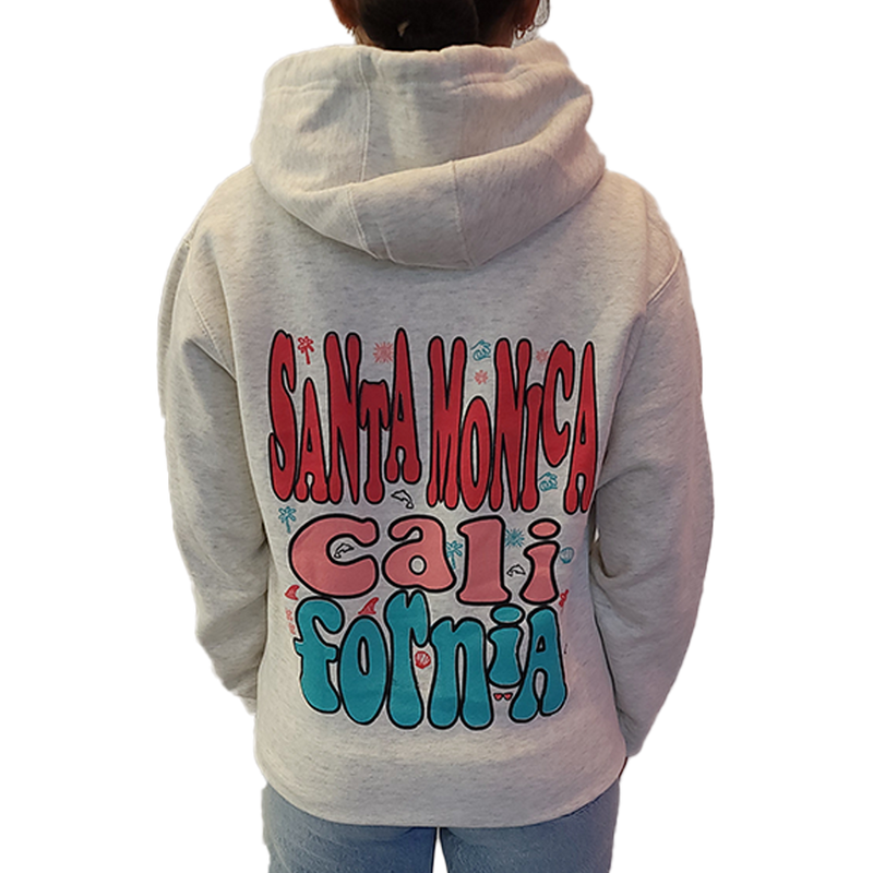 Santa Monica California Hoody with Multiple Color Back