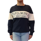 Santa Monica Cream Line Crew Neck - Navy Cream Front