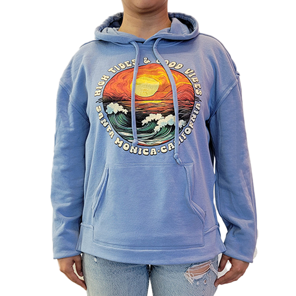 Santa Monica Graphic Wave Scene Pullover - Neptune Front