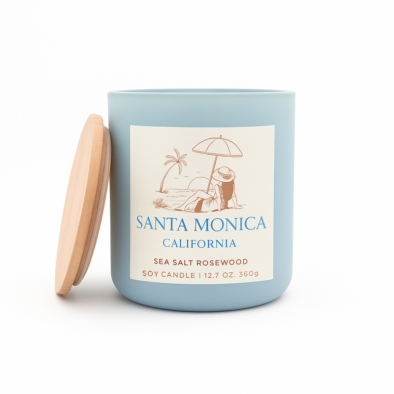 Santa Monica Large Luxury Soy Candle - Sea Salt Rosewood