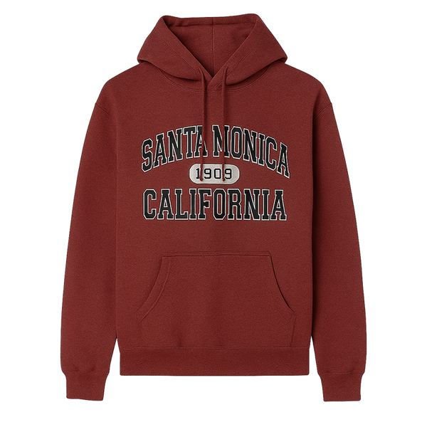 Santa Monica 1909 California Hoodie - Heather Burgundy
