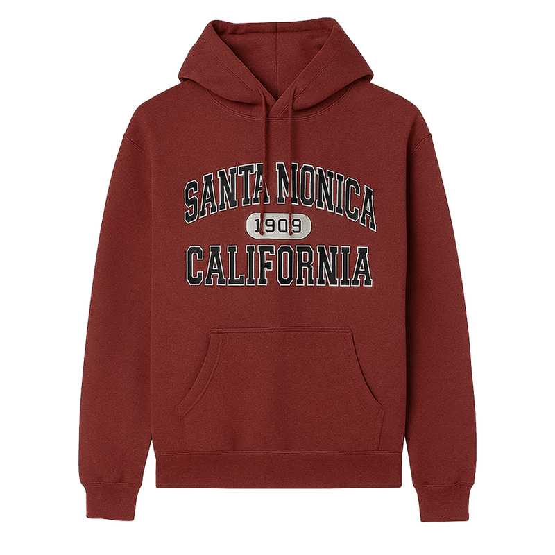 Santa Monica 1909 California Hoodie - Heather Burgundy