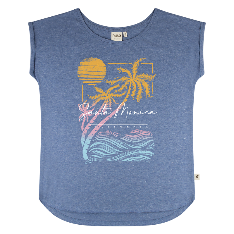 Santa Monica Palm Blend Women's Tee - Ocean Marle