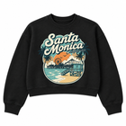 Santa Monica Beach Short Cropped Long Sleeve Sweatshirt - Black