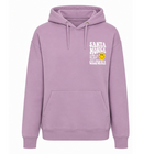 Purple hoodie with 'Santa Monica Sand Surf California' text and smiley face on a white background