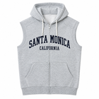 Santa Monica California Distress Full Zip Vest Hood - Heather Grey