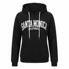 Black hoodie with 'Santa Monica California' text on a white background