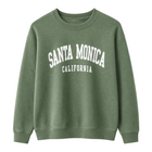 Santa Monica Simple Letters Crewneck - Forest