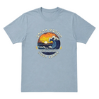 Santa Monica West Coast Big Wave Sunset Men's Crew Tee - Stonewash Blue