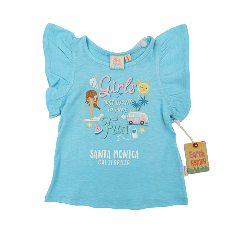 Earth Nymph "Girl's Fun" Santa Monica Girl's Sea Blue T-Shirt