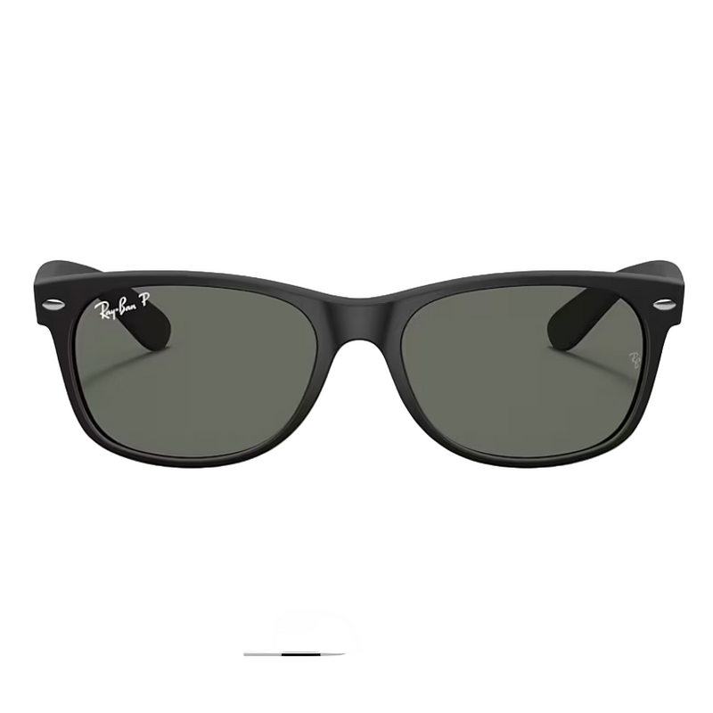 Ray-Ban New Wayfarer Classic Matte Rubber Black, Green Lenses Front