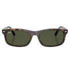 Ray-Ban Wayfarer-style sunglasses with a dark tortoiseshell frame and olive green lenses, shown on a clean light gray background.