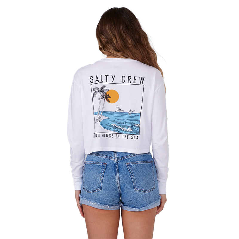 Salty Crew The Good Life White L/S Crop