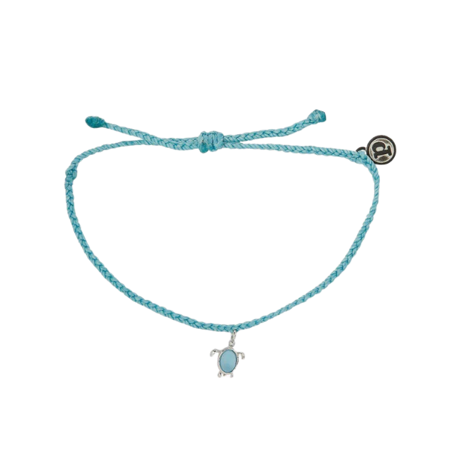 Pura Vida Silver Sea Turtle Crystal Blue Bracelet