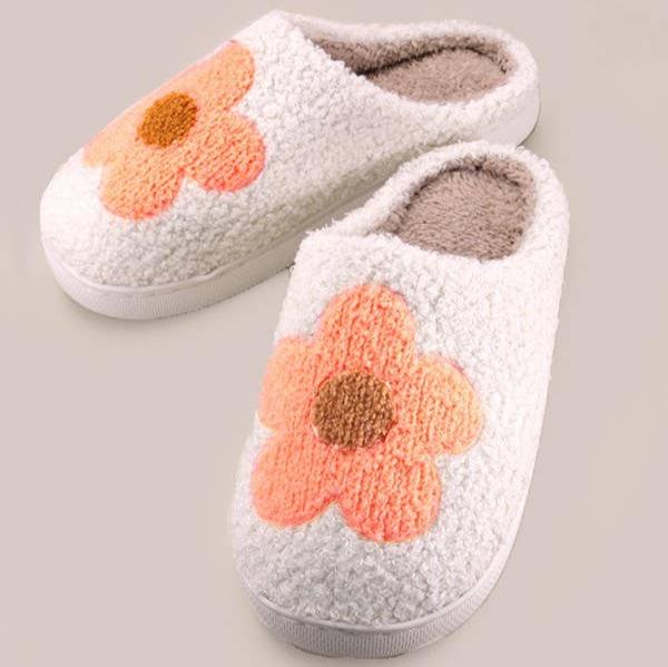 Soft Plush Flower Warm Slippers 