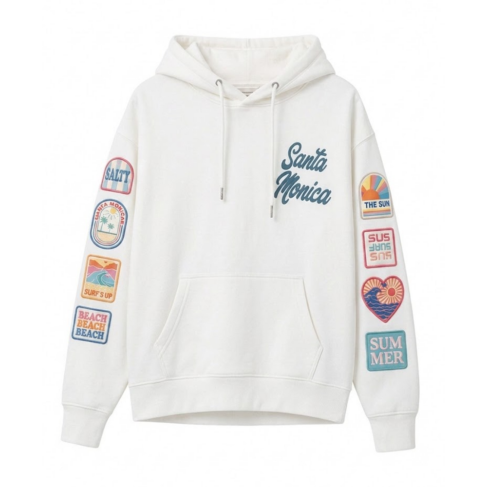 Ocean Drive White Surf Wash Hoodie with Patches – Sand 'n Surf