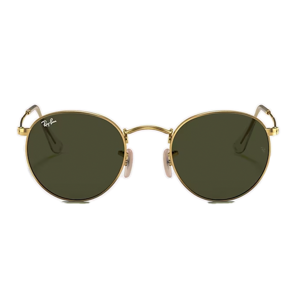 Ray-Ban Round Metal Polished Gold + Classic Green