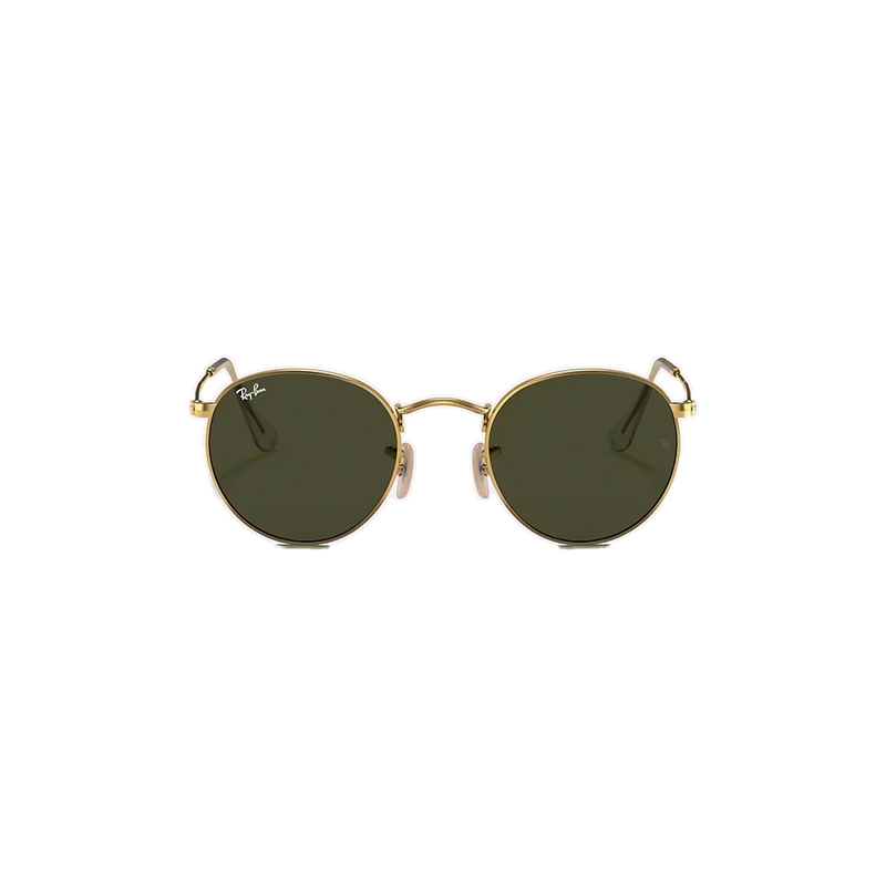 Ray-Ban Round Metal Polished Gold + Classic Green