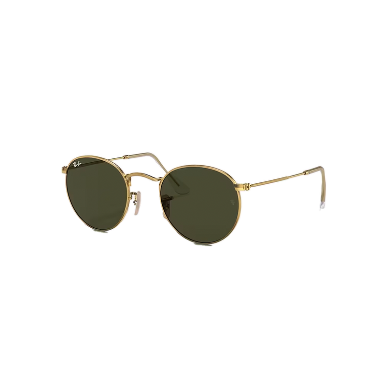 Ray-Ban Round Metal Polished Gold + Classic Green