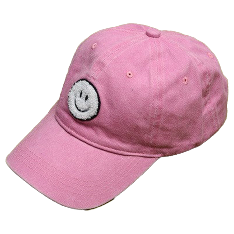 Washed Sherpa Happy Face Baseball Cap - Washed Pink