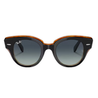 Ray-Ban Roundabout Polished Black On Brown + Gradient Grey/Blue