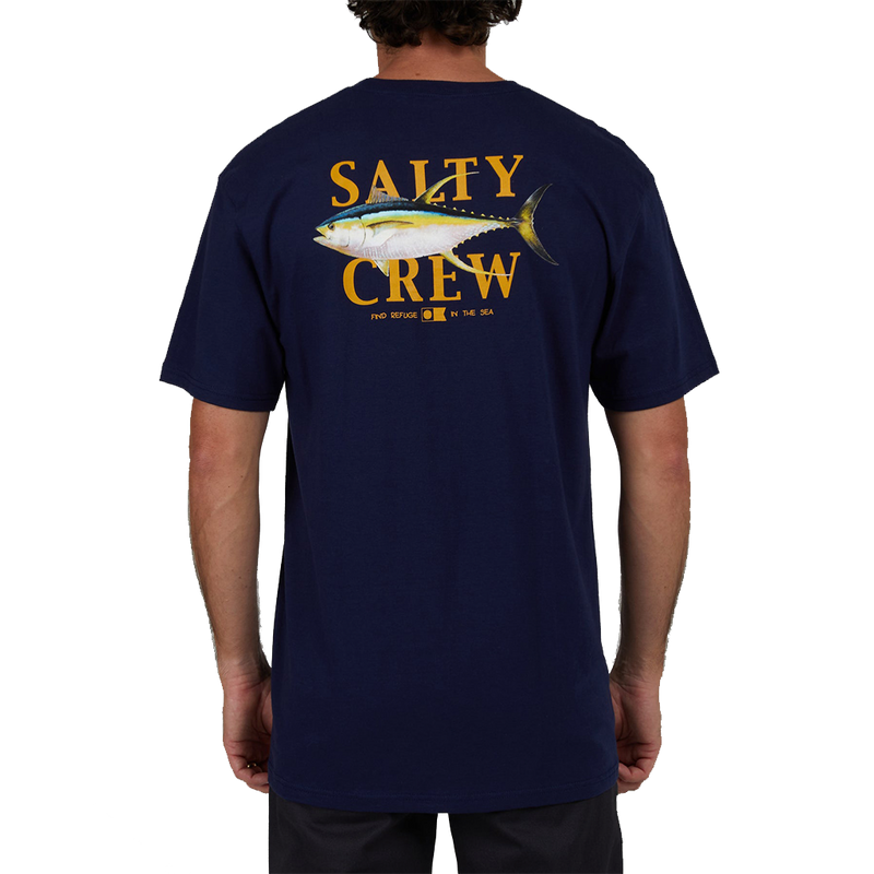 Salty Crew Yellowfin Navy Short Sleeves Standard Tee Back