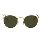 Ray-Ban Round Metal Polished Gold + Classic Green