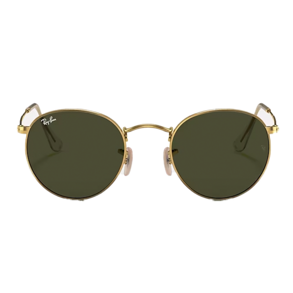 Ray-Ban Round Metal Polished Gold + Classic Green