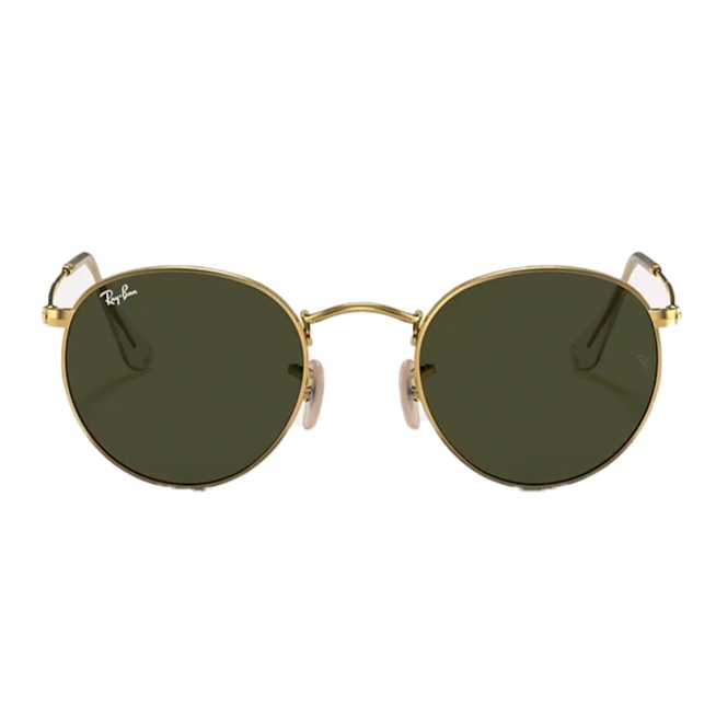 Ray-Ban Round Metal Polished Gold + Classic Green