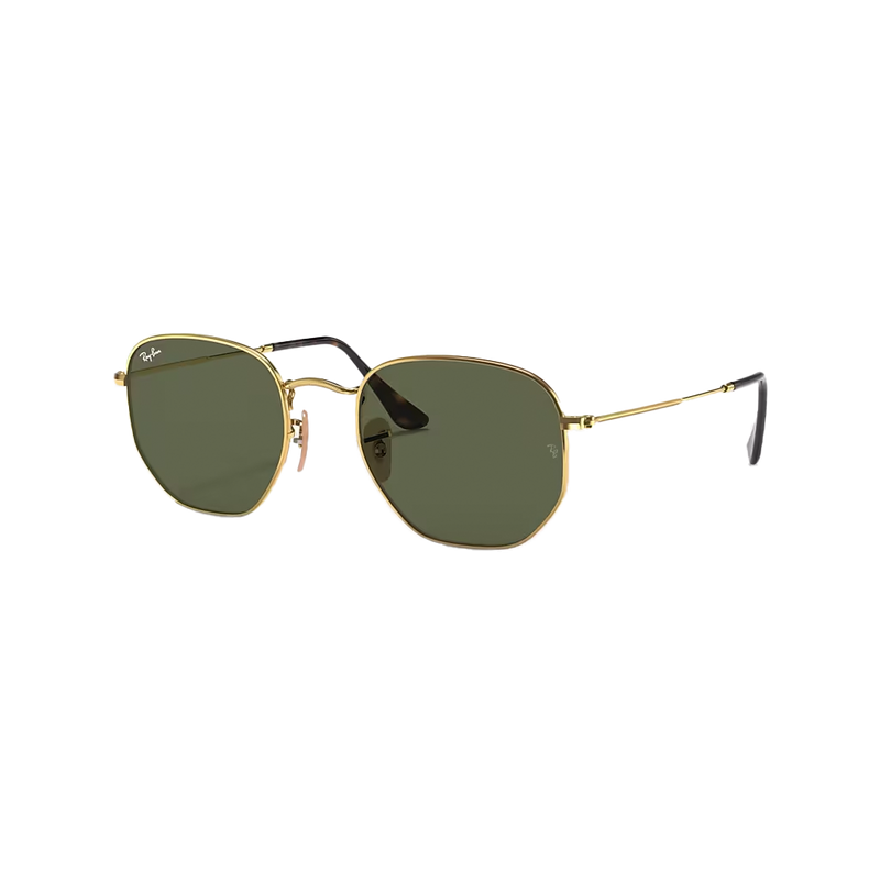 Ray-Ban Hexagonal Flat Lenses Polished Gold + Classic Green