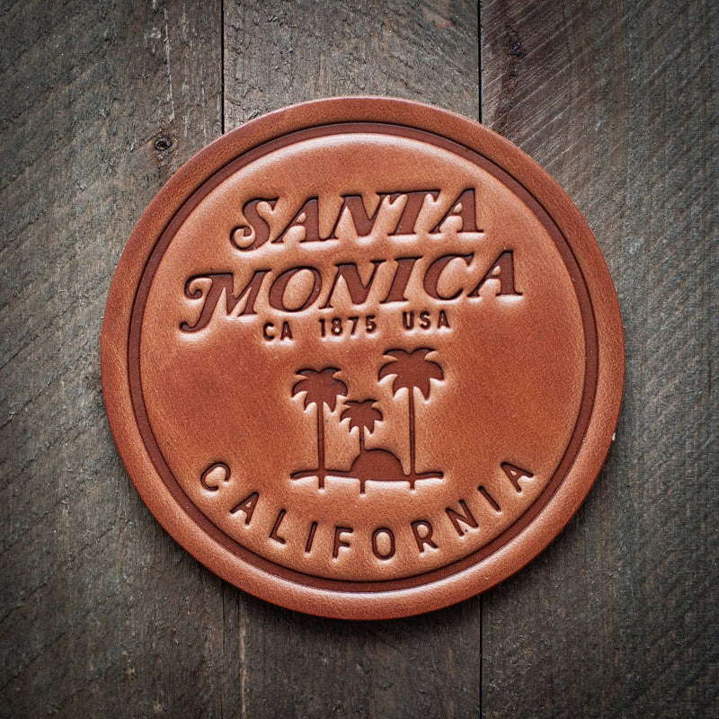 Santa Monica California Leather Coaster