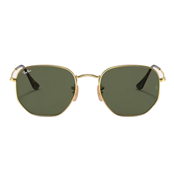 Ray-Ban Hexagonal Flat Lenses Polished Gold + Classic Green