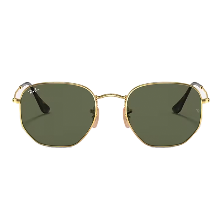 Ray-Ban Hexagonal Flat Lenses Polished Gold + Classic Green