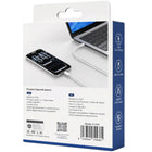 The back and side of the retail packaging box for a G-C Data Cable, model G-311C. The white box features a blue side panel with icons indicating fast charging, USB-C to C compatibility, and 3M OTFT quality.