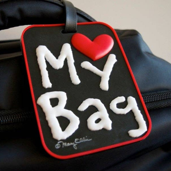 My Bag Heart Black Luggage Tag