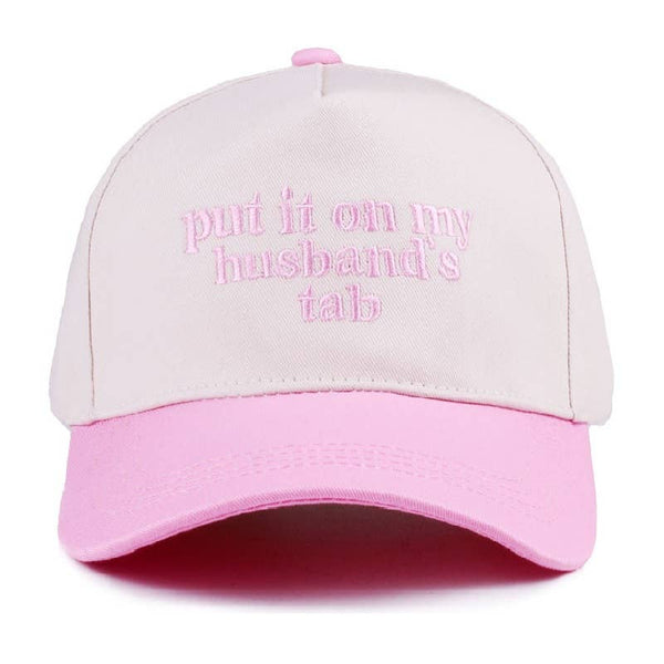 Put It On My Husband's Tab Two Tone Canvas Cotton - Pink