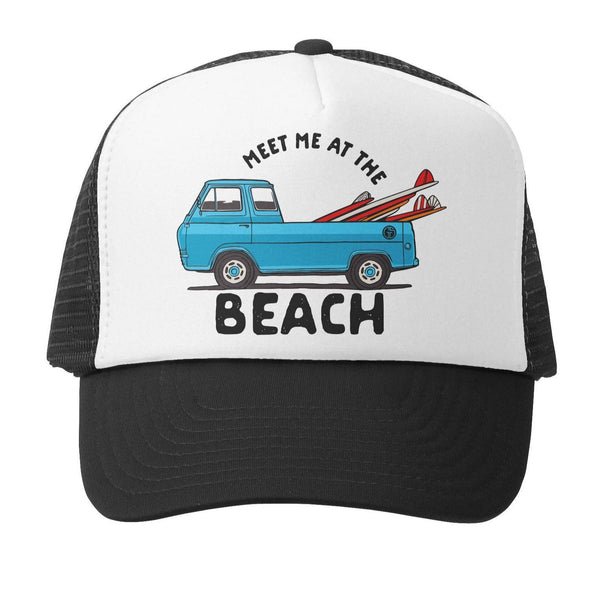 Grom Squad Kids Hat Meet Me At The Beach - Black / White