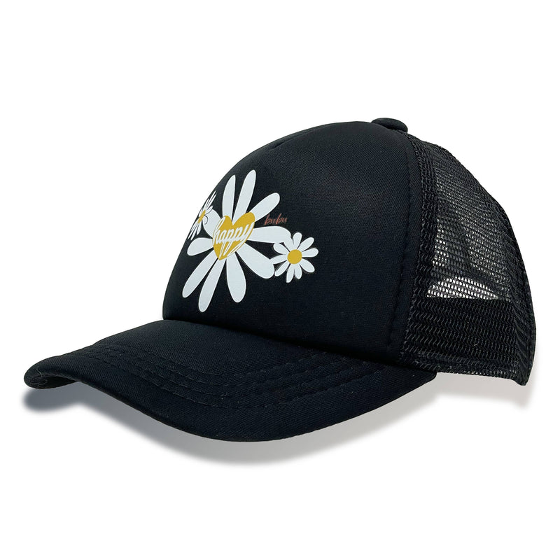 Happy Daisy Black Trucker Hat