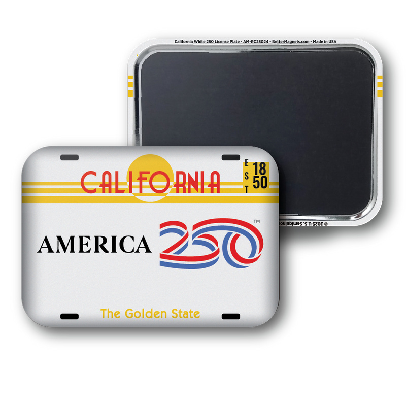 California White 250 License Magnet Front and Back