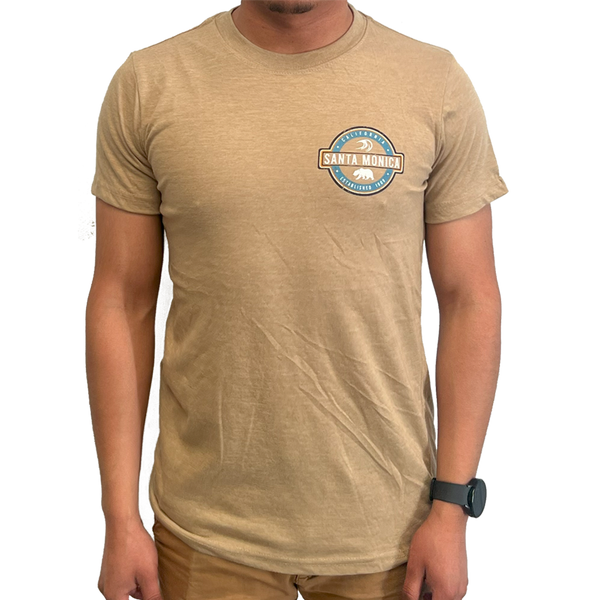 Santa Monica Circle with Bear & Wave Icon T-Shirt