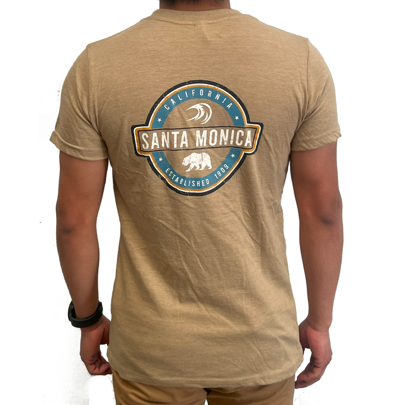 Santa Monica Circle with Bear & Wave Icon T-Shirt