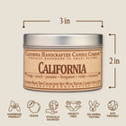 California Soy Travel Candle - Orange Peach Jasmine Violet Dimensions