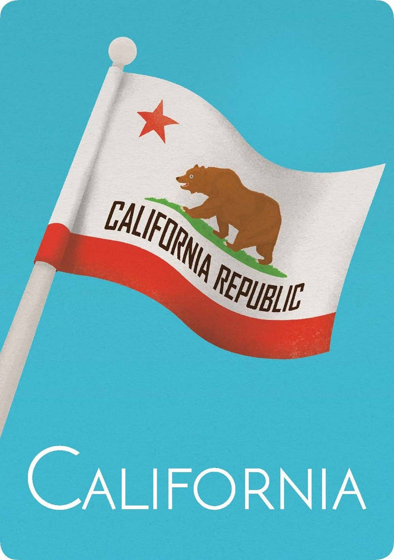 California state flag on a blue background with 'California' text below.