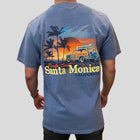 Santa Monica Sunset Palm Trees Blue Tee-Shirt