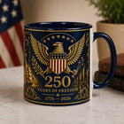 250 Years of Freedom Mug 1776-2026, Patriotic USA Coffee Cup: Ceramic Mug 15oz Black