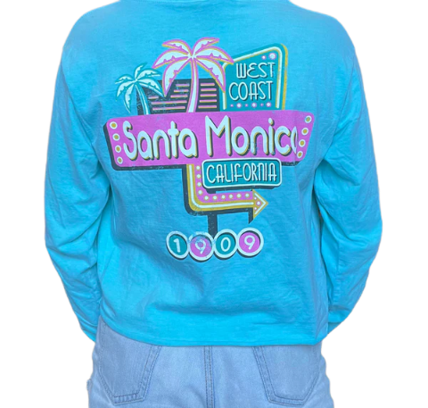 Santa Monica Long Sleeves Blue Tee-Shirt