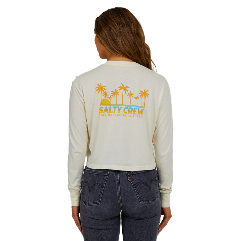 Salty Crew Boardwalk Off White L/S Crop