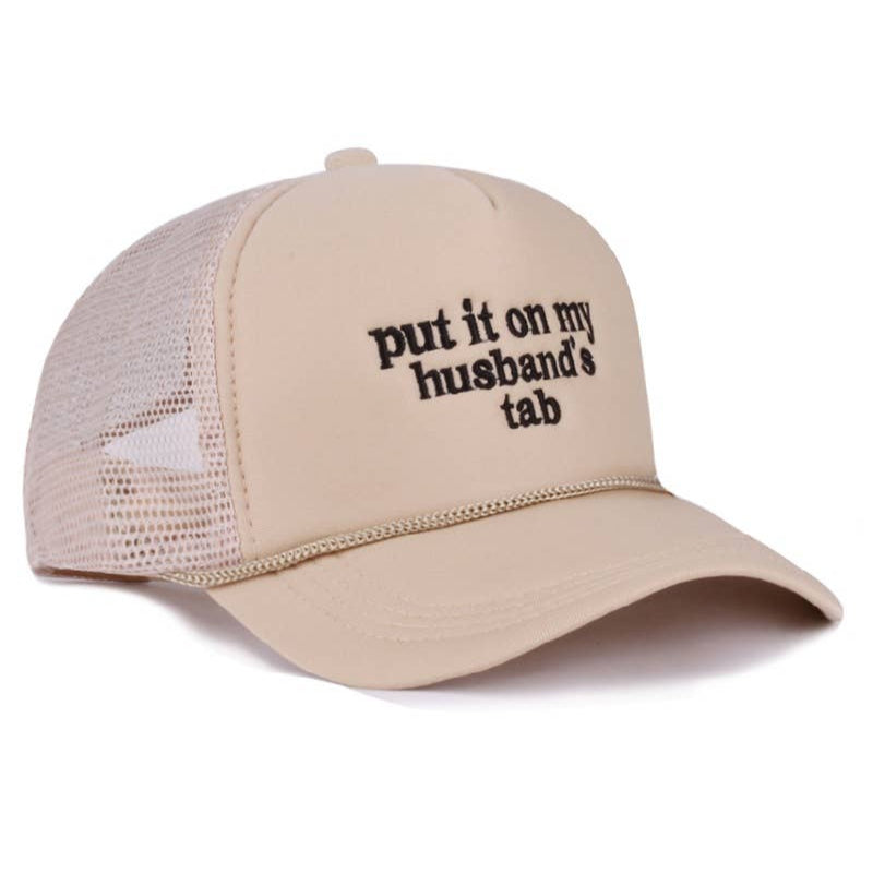 Put It On My Husband’s Tab Mesh Trucker Cap - Ash Mocha